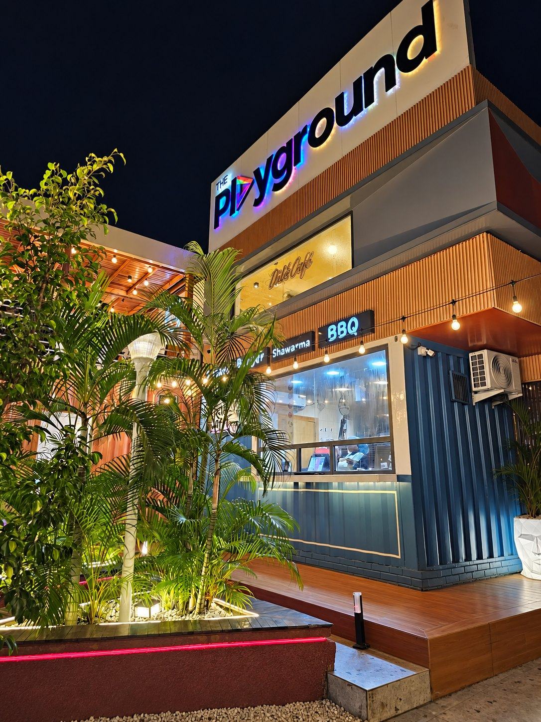 The Playground, Warri &mdash; frontage at night