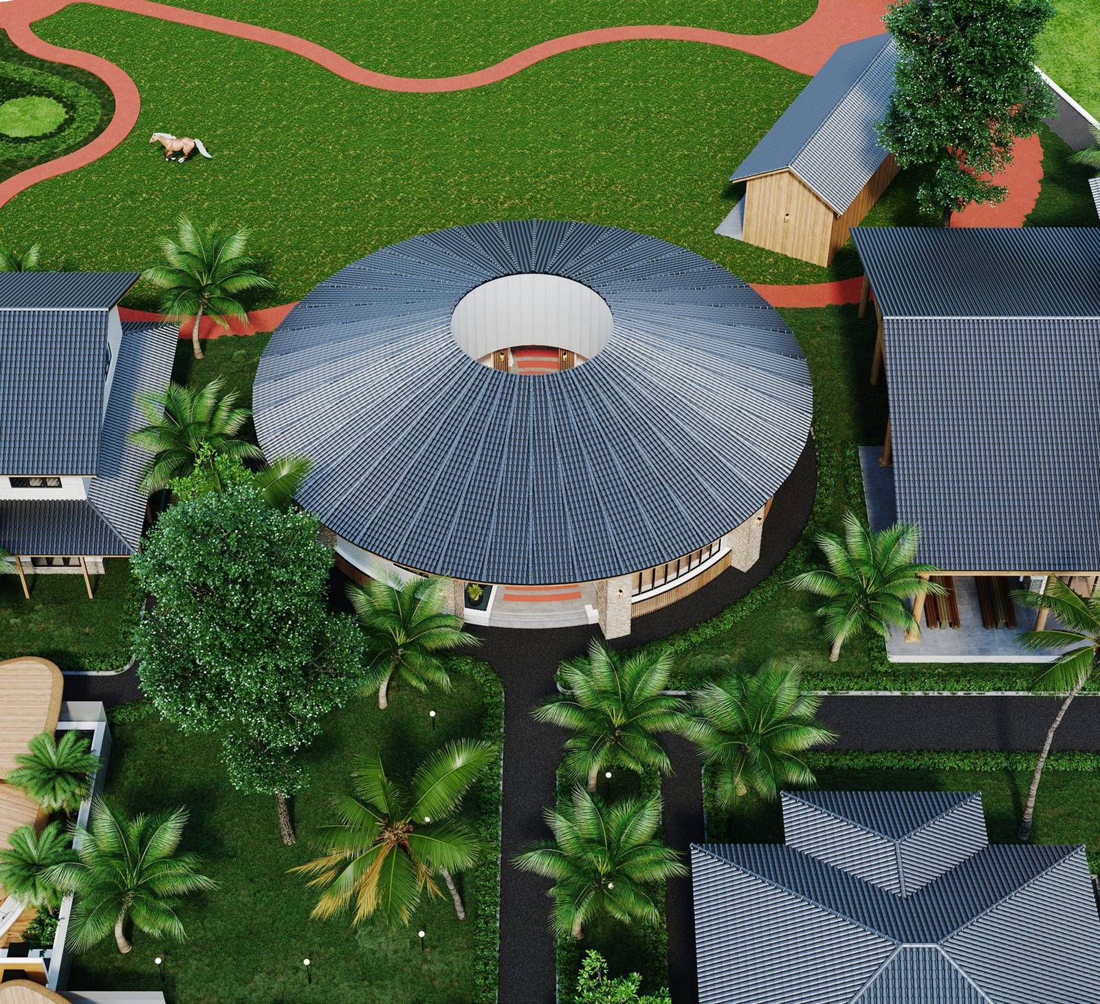 Jefferson Chateau &mdash; Domed pavilion from above
