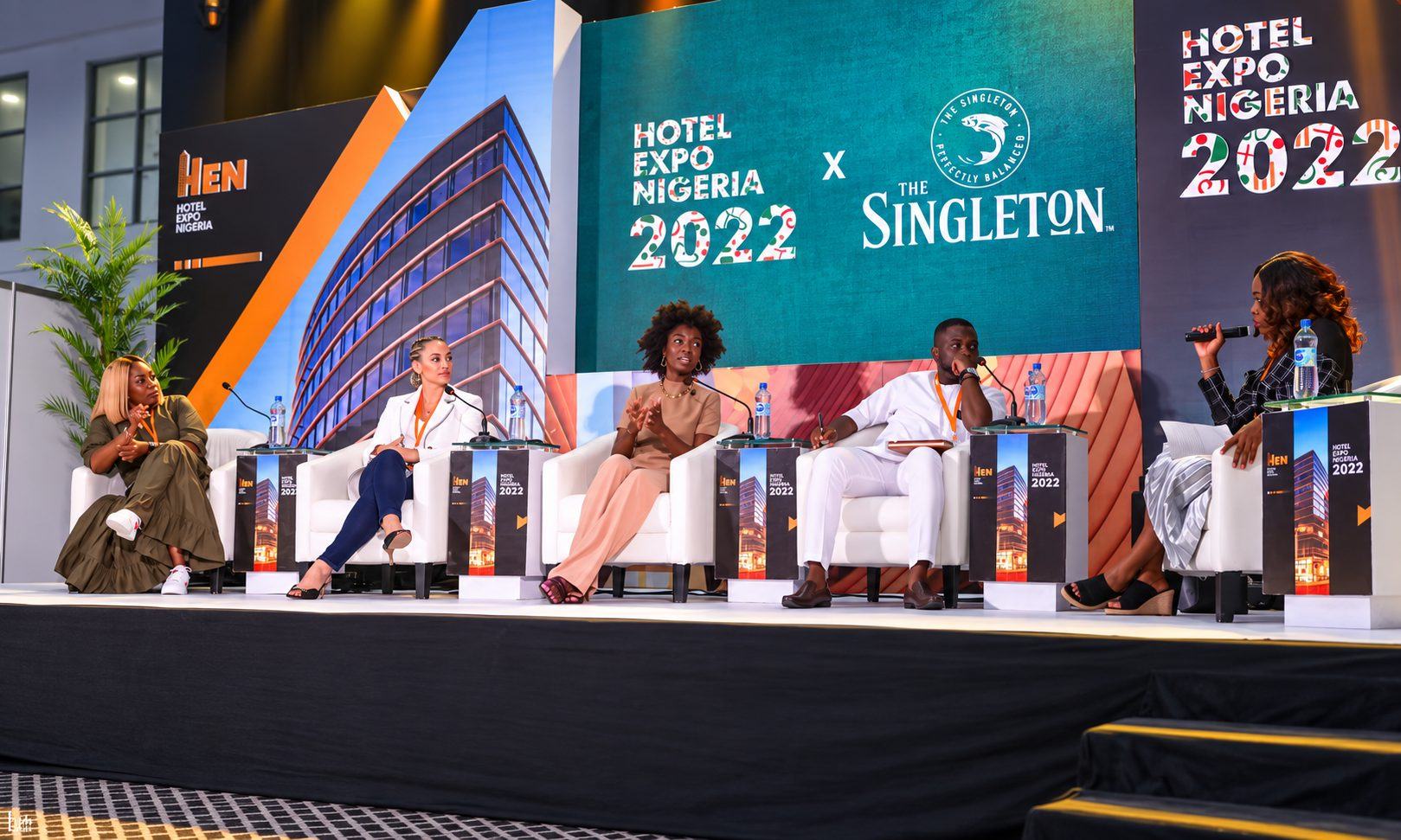 Speaker panel on stage at Hotel Expo Nigeria 2022