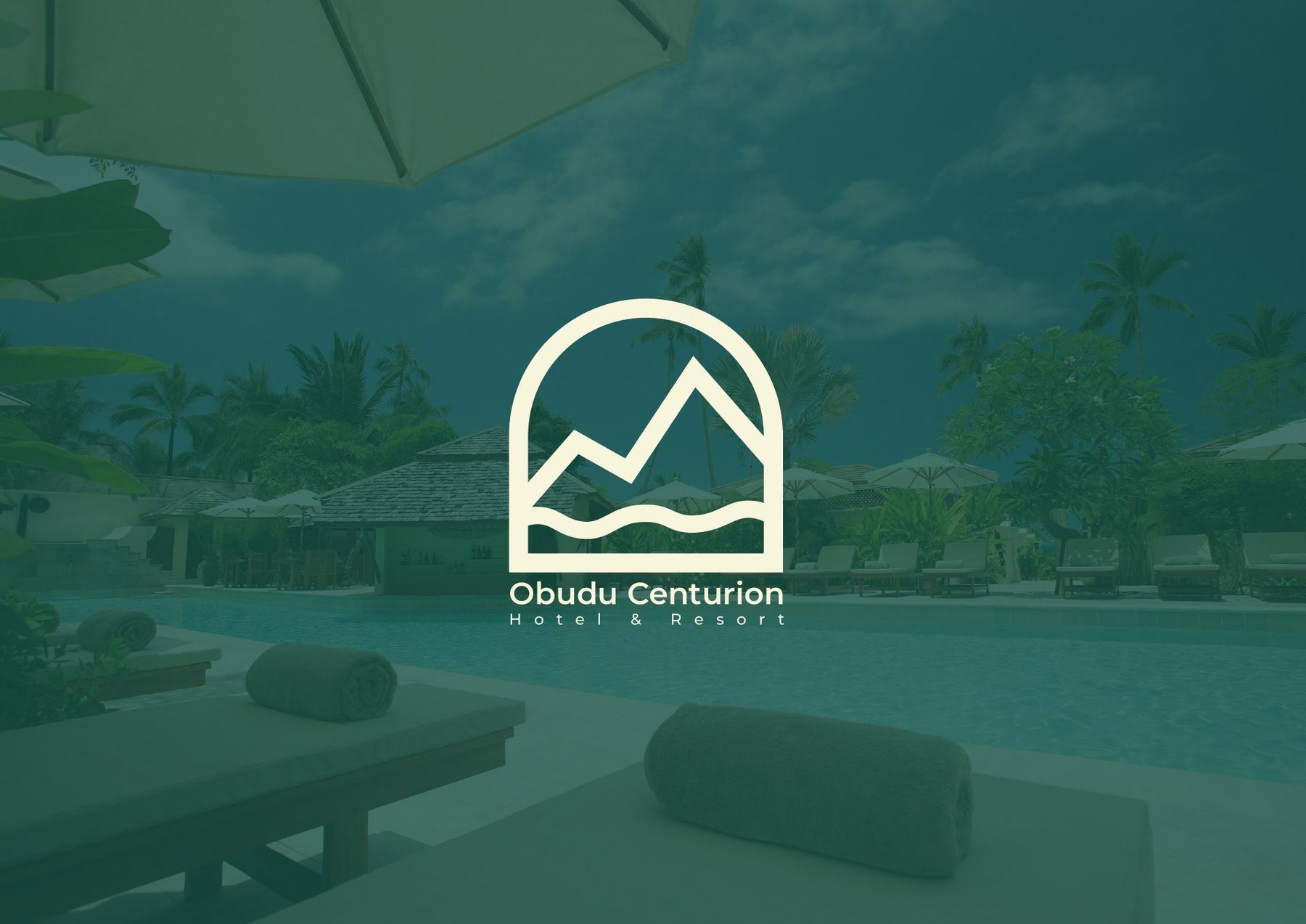Obudu Centurion brand identity &mdash; Primary lockup on teal