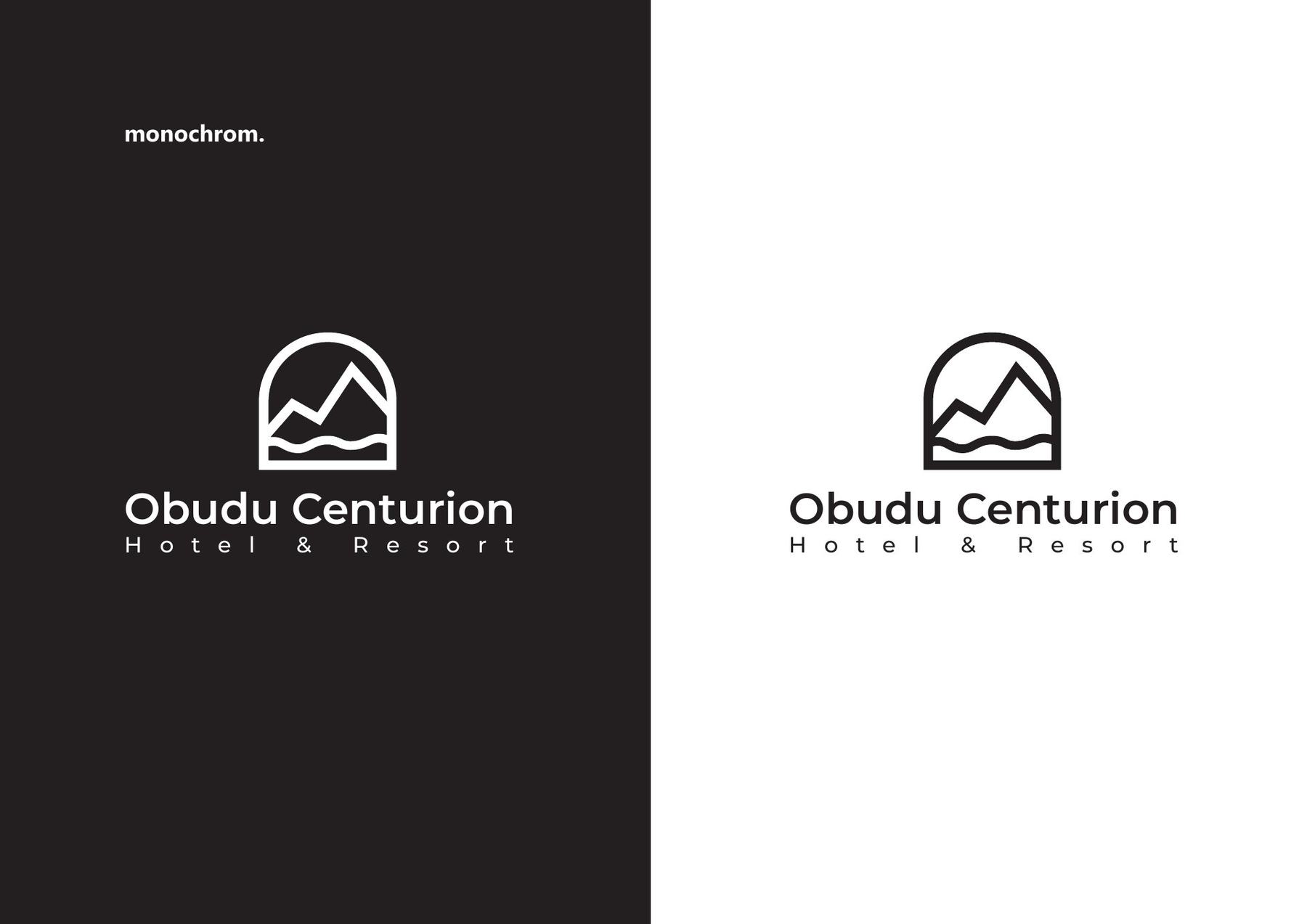 Obudu Centurion brand identity &mdash; Monochrome lockups