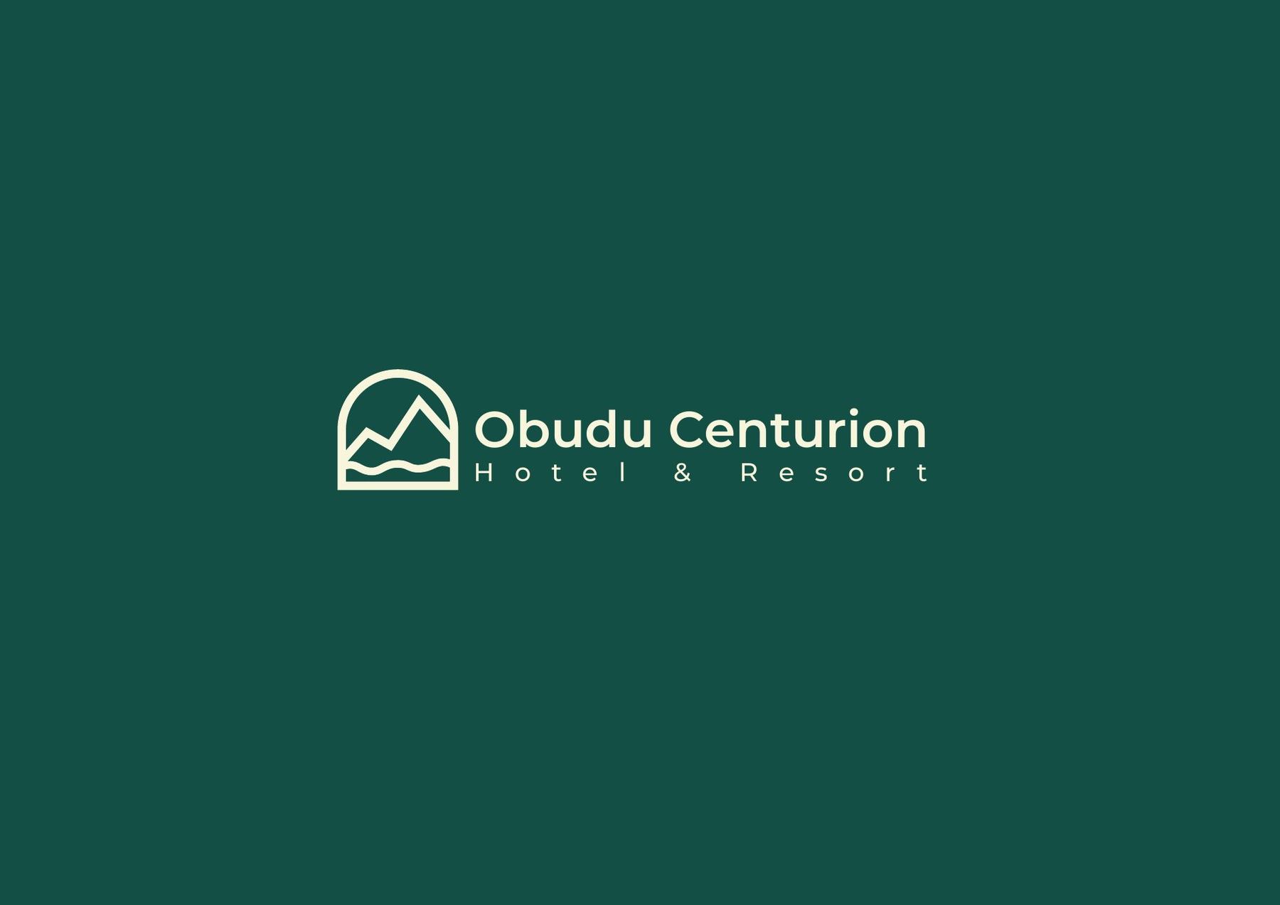 Obudu Centurion brand identity &mdash; Horizontal lockup &middot; reversed
