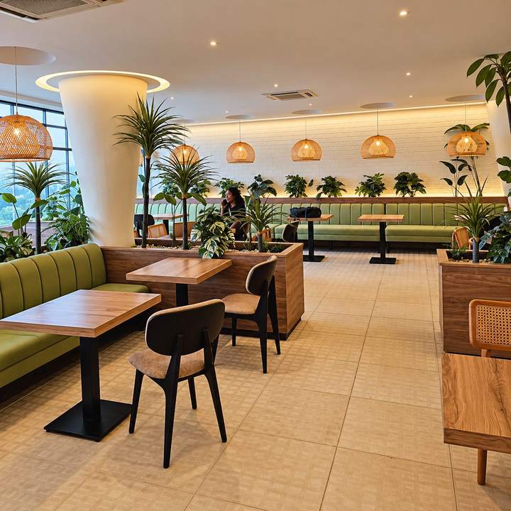 OVF Lounge &mdash; Planted dining room at dusk